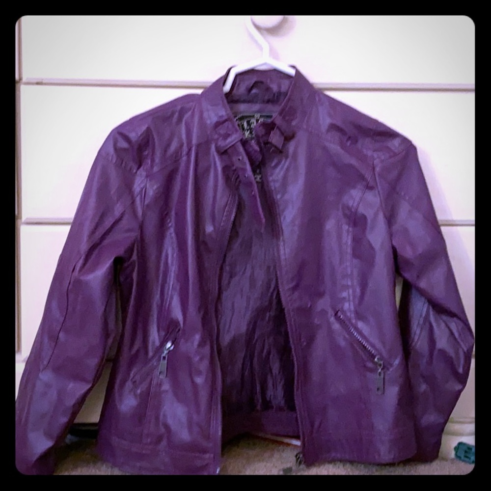Dark Purple Size 14 kids Faux Leather Jacket